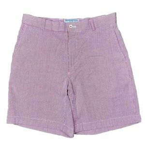 Southern Tide Shorts Mens 32 Skipjack Seersucker Red & White Striped Stretch
